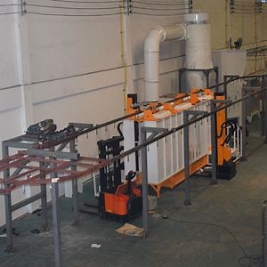 [Hot Item] Automatic Powder Coating Line with PP Cyclone Booth for Muilty Color Change
