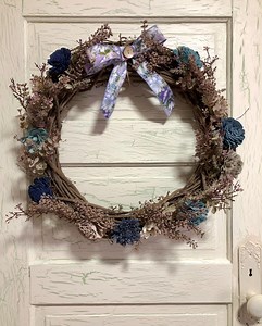 Handmade Farmhouse Wreath – Blue Sola Flowers, Rustic Lavender - Etsy Canada