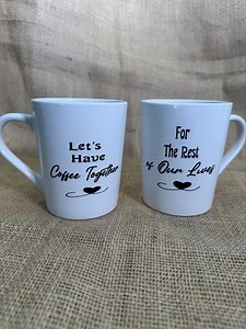 Wedding Shower Gift: Couple's Coffee Mugs, White With Black Lettering - Etsy UK