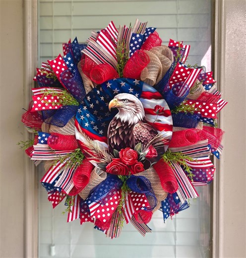 Patriotic Wreath, Patriotic Eagle Wreath, Eagle Wreath, Eagle Patriotic Wreath, Patriotic Eagle Wreaths, America Wreath, July 4th Wreaths - Etsy
