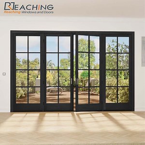 [Hot Item] Aluminum Frame Us Standard Double Casement Door with Grids/High Threshold Double Glass