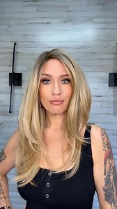 I'm OBSESSED with this wig! 🙋‍♀️ The length, layers, curtain bangs... everything is perfection! 😍 Meet our gorgeous honey-golden blonde beauty with neutral roots. She's got: • Low density for a natural look • Tons of movement and flow • Long, long hair (yes please!) • Left lace part & ear to ear lace front Heat friendly too! Who else loves long locks? ❤️ Click to get yours now! | GlamVigor