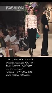 2.6K views · 20 reactions | PARIS, FRANCE: A model presents a creation for Yves Saint Laurent 11 July 2001 in Paris during the Autumn-Winter 2001/2002 haute couture collections. | Runwaymodel | Facebook