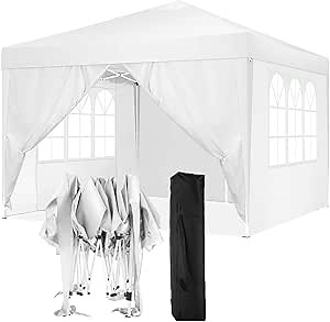 COBIZI Canopy 10x10 Pop Up Canopy Tent with 4 Sidewalls Party Tents for Parties Weddings Backyard Waterproof Canopy Outdoor Commercial Canopy Event Tent with Stakes, Ropes, White
