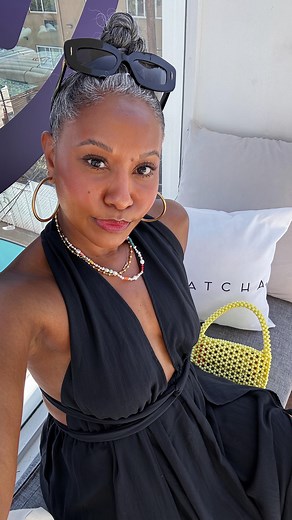 17K views · 1.4K reactions | Pool Party Chic!! ✨☀️️ thank you @tatcha for having this summer bash! #over40style #summerstyle #tatchabeauty #topknot #effortlesschic | The Tennille Life | Facebook