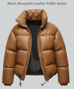 Men's Brown Sheepskin Puffer Jacket - Luxurious Quilted Winter Coat - Etsy Canada