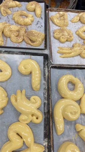 4K views · 73 reactions | This is our biggest weekend for St Joseph’s bread. So we are working in overdrive to get all of these loaves ready for local church celebrations and making sure we have lots available in store for you! Peep the double loaves at the end that take up an entire rack for just one!!  | Savoia Pastry Shoppe | Facebook