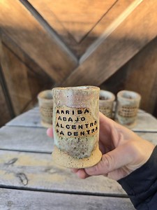Handmade Ceramic Shot Glass - "arriba, Abajo, Al Centro, Pa Dentro" - Tequila or Mezcal Glass - Etsy