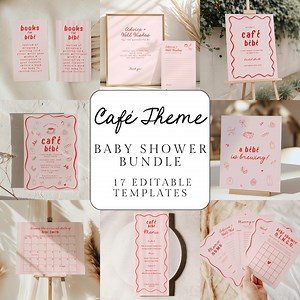 Editable Baby Shower Bundle, Café Bébé Baby Shower Invitation, Baby Shower Complete Set, Printable Baby Shower Signs, Baby Shower Templates - Etsy UK