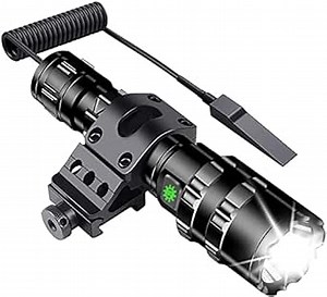 USB Rechargeable Tactical Flashlight 200000 Lumens Super Bright LED Hunting Light with Rail Mount,5 Modes Remote Pressure Switch Flash Light for Hunting Camping Biking