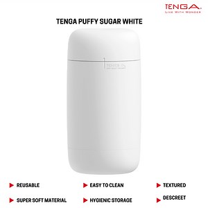 TENGA Puffy Sugar White Reusable Stroker Super-Soft Tactile Feeling Masturbator