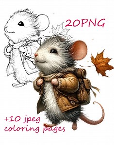 Baby Mouse Clipart – PNG Transparent Backgrounds, Coloring Pages, Digital Download - Etsy Canada