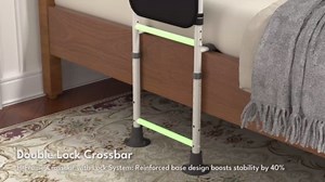 HOMEAL Bed Rails for Elderly Adults Safety - Adjustable Bed Assist Rails for Seniors, Adult Bed Guard Rail with Non-Slip Ergonomic Handle,Storage Pocket & Fixing Strap, 350 Tested (Black, Short)