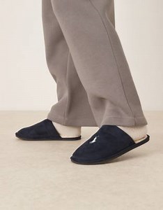 Polo Ralph Lauren - Klarence - Chaussons avec logo emblématique - Bleu marine | ASOS