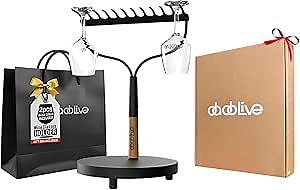 Wine Glass Holder - Countertop Organizer - Wine Glass Rack - Wine Racks Countertop - Set of 2 Crystal Glasses, Gift Box, Stylish Bag, Pine Wood Rustic Rack, Stemware Hooks Display Hanger for 6 Glasses