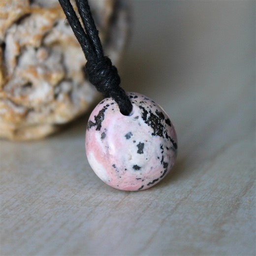 Rhodonite Necklace Rhodonite Pendant Pink Jewelry Gift Stone for Girlfriend Boyfriend - Etsy