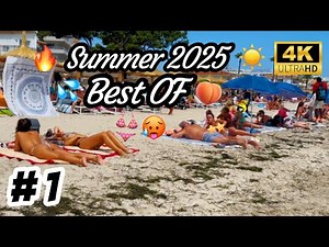 🔥BEST OF SUMMER 2025🥵👙☀️ HOT MOMENTS & BIKINI VIBES👙💦🍑 PART 1 | BEACH WALK | 4K60fps