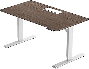 Progressive Desk Standing Desk 60x30. Dual Motor, 3 Stages Height Adjustable Stand up desks for Home Office, 60 inch - Light Walnut/White Frame