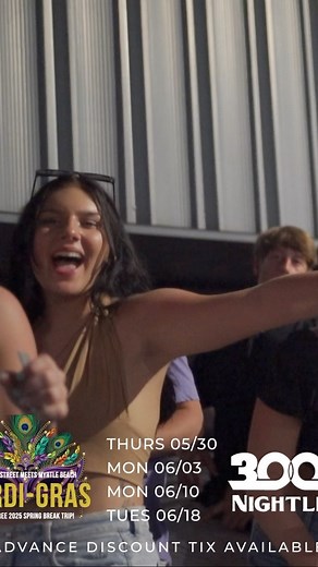 Bourbon Street comes to Myrtle Beach tonight as we present: PARDI GRAS at 3001 Nightlife. Thousands of beads thrown out all night and the person with the most beads wins a Spring Break 2025 trip from Student Escape. Get you discount tix now at https://myrtlemaniaccard.com/event-tickets/ or call our hotline for additional info 8885239076 #myrtlebeach #myrtlebeachevents #myrtlebeachnightlife | MyrtleManiac Card • Spring Break/Senior Week Party Program