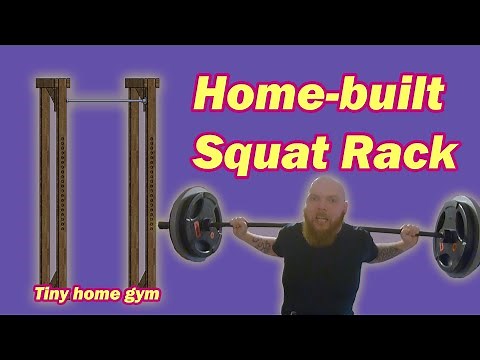 Home-built Squat rack made of wood - DIY simple squat rack - Get fit at home - My tiny home gym
