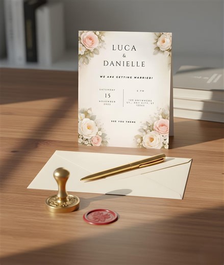 Elegant Floral Wedding Invitation Template | Printable Canva & PDF - Etsy