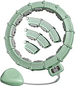 TTWEN Smart Weighted Hula Hoop Infinity Hula Hoops for Adults Weight Loss Adjustable 24 Knots Fitness&Massage 2 in 1 Hula Hoop Smart Counting 360 Degree Massage Circle with a Timer & Gravity Ball