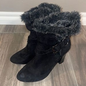 Dana Buchman Black Fur Line Bootie
