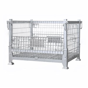 [Hot Item] High Capacity Galvanized Steel Wire Mesh Container Stackable Warehouse Equipment for Storage Wholesale Price Cargo Storage Bins