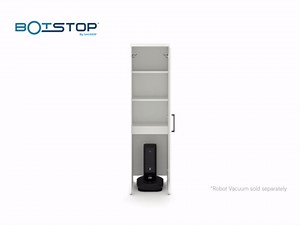 Sauder Homeplus Robot Vacuum Kitchen Pantry Storage Cabinet, Single Door with Adjustable Shelves, in Soft White