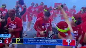 Champagne showers — 100 percent forecast in South Philly. Philadelphia Phillies | Joe Holden