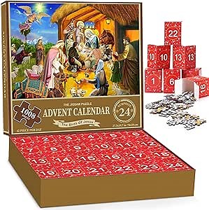 Jigsaw Puzzle Advent Calendar 2023 Nativity-1008 Pieces Jigsaw Puzzle for Adult Kids,24 Days Countdown Calendar,The Birth of Jesus,Family Game Puzzle,Christmas Gift Idea for Teens,27.6"X 19.7"