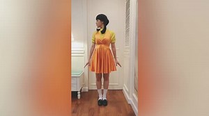Woman dresses up as Squid Game doll from Netflix hit (contains show’s audio)