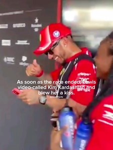 As soon as the race ended, Lewis video-called his girlfriend Kim Kardashian and blew her a kiss, I never thought they would be watching the race at that time • #lewishamilton #kimkardashian #fyp #charlesleclerc #viral @U sure? @U sure? @U sure?