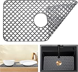 Silicone Sink Protectors for Kitchen,26"x14" Sink Protectors for Bottom of Farmhouse Stainless Steel Porcelain with Center Drain for Sink Bowl,Sink Mat for Rectangle Porcelain Sink.