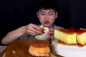 5.5K views · 231 reactions | Delicious |castella Bread With Honey Milk| Green Tea|Donuts |Mukbang Show #koreanfood #mukbang #asmr #eating #food | yummyfoodmukbang | Facebook