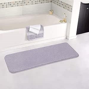 Bathroom Rugs Non-Slip Bath Mat Ultra Soft Absorbent Microfibers Bath Rugs Super Thick Plush Machine Washable Bath Mats Carpet for Bathroom Tub Shower Floor - 20"x60" (Lavender)