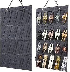 ACEXINYAN Hair Claw Clips Organizer, Over the Door Closet Organizer, Large Hair Clip Storage for Women Girls, Hanging Hair Accessories Holder Organizer for Wall Door Closet (black)