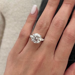 Three Stone Engagement Ring, 14k White Gold, 3 Carat IGI Certified E/VVS2 Lab Grown Round Diamond, Proposal Gift for Women - Etsy
