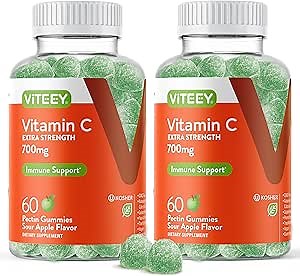 Viteey Chewable Vitamin C Gummies for Adults - 700mg Extra Strength Immune Support Supplement - Vegan, Gluten Free - 120 Count