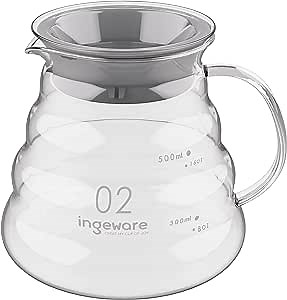 Glass Coffee Carafe, 600ml Pour Over Glass Coffee Server Coffee Pot Maker Clear Pour Over Carafe 20oz Capacity