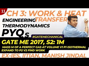 11 GATE PYQs Engg Thd Ch 03 Heat and Work Transfer GATE 2017 S2 1M Mass m of a perfect gas at volume