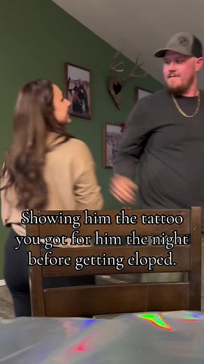 Btw he loves it! 🤣 #tattoo #couplegoals #married #husbandandwife #husbandandwifehumor #funny #lovehim #marriedlife #justmarried #elopement #stuckwithyou #fyp