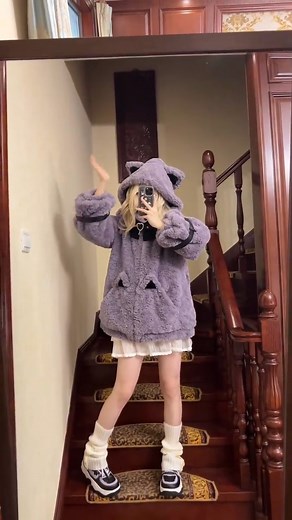 🖤💜🤍Jirai kei hooded plush coat with kitty ears design, 3 color option. Search 'XIAOX-032' on devilinspired.com 🎉Black Friday Sales🎉 Free shipping over $39 ✨$10 Off $100, Code: THK10 ✨$25 Off $200, Code: THK25 ✨$50 Off $300, Code: THK50 | Devilinspired