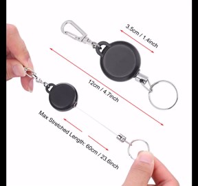 Retractable Key Chain Stainless Steel Wire Rope 60CM Retractable Badge Holder Keychain Anti Lost Keyring Spring Snap Key Chain Clip for Key Lanyard ID Badge Reels