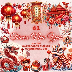 61 Chinese New Year Clipart Bundle, Lunar Year Clipart, Chinese New Year Png, Lunar Year Png, Chinese Clipart, Chinese Png, Chinese Scenes - Etsy
