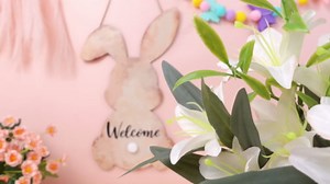 Juexica Easter Bunny Welcome Door Sign Easter Wall Hanging Sign for Front Door Wood Front Porch Decor Wall Pediments
