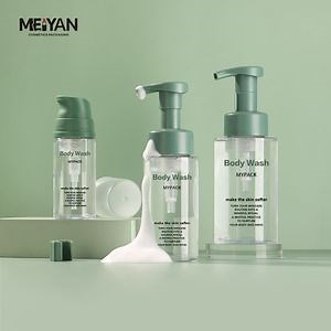 [Hot Item] Mypack Luxury Round Custom Empty Clear Pet Transparent Shampoo Hand Wash Lotion Foam Soap Pump Bottle 100ml 200ml 300ml