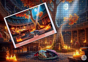 Fantasy Library Jigsaw Puzzle: Dragon & Full Moon, 1000 Piece - Etsy