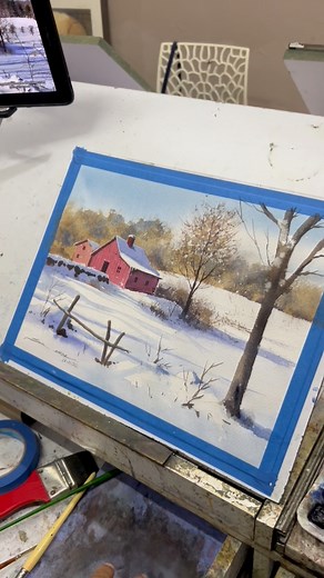 Snow Landscape Watercolor Painting on Handmade Paper 270gsm #watercolor #landscape #artist #art #painting #watercolour #snowfall | Watercolor artist sikander