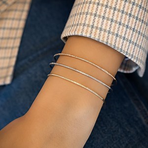 Dainty Diamond Bangle Bracelet: 14k Gold Cuff, Thin Flexible Jewelry - Etsy